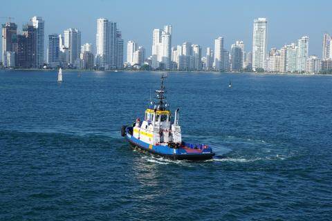 Boot voor de kust van Cartagena